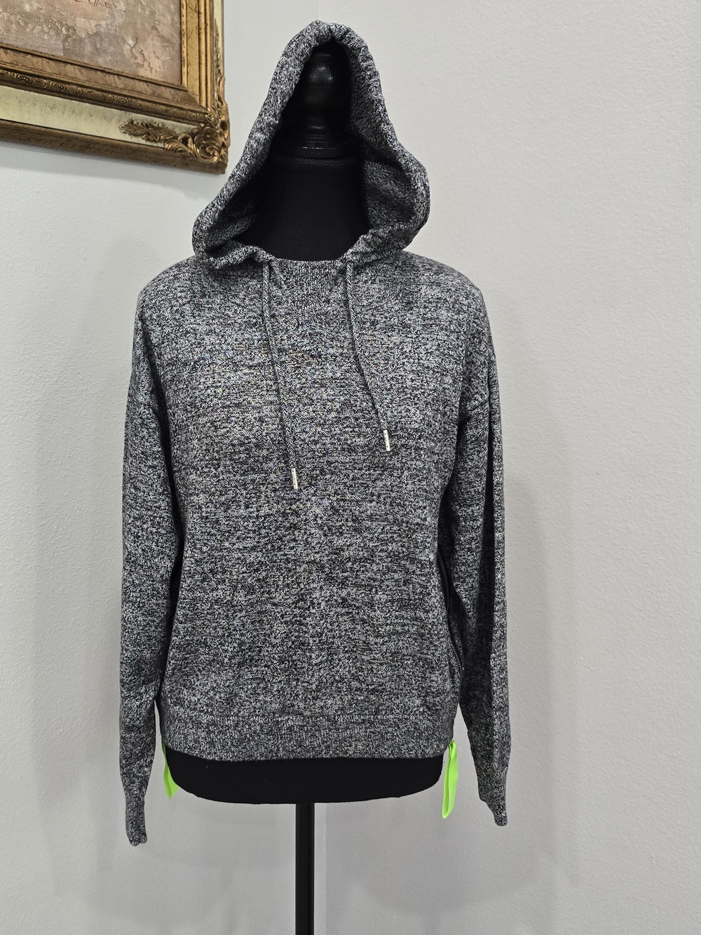Lisa Todd Marled Gray Cashmere Blend Side Zip Hoodie Sweater Size S